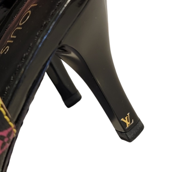 LOUIS VUITTON Murakami Monogram Studded Sling Back Pump Shoes SZ 39 - US size 9 - Picture 4 of 9